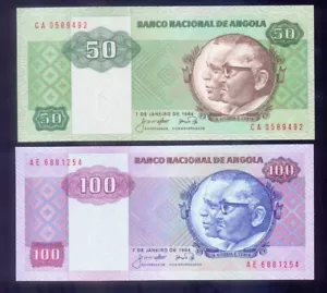 Angola COMPLETE SET 50, 100, 500, 1000 Kwanzas 1984/1987 P118-121a,b UNC - Picture 1 of 4