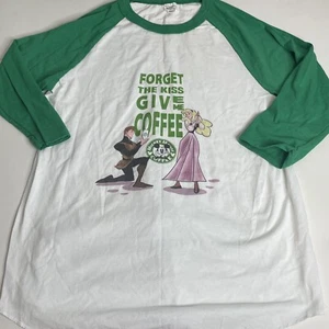 Sleeping Beauty Kaffee-T-Shirt lustig Größe L Rugby grün 3/4-Ärmel Disney Baseball T - Bild 1 von 8