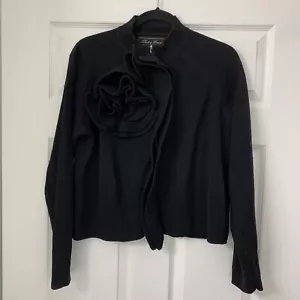 TERRY LEWIS CLASSIC LUXURIES WOMEN'S LONG SLEEVE ZIPPER RUFFLED SWEATER - LARGE - Picture 1 of 9