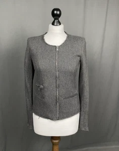 Chaqueta básica con cremallera de lana gris IRO Julianne para mujer talla 1 - Imagen 1 de 11