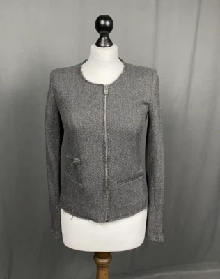 Chaqueta básica con cremallera de lana gris IRO Julianne para mujer talla 1 - Imagen 1 de 4