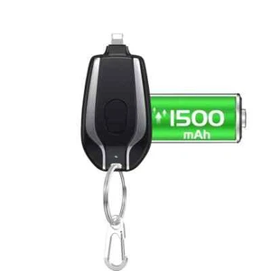 CARICABATTERIE PORTATILE MINI POWER POD BANK 1500MAH PORTACHIAVI PER IPHONE - Foto 1 di 6