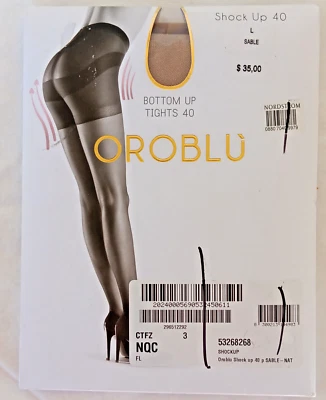 Medias OROBLU Sable Nude Beige Shock Up Bottom Up 40 Den Talla Grande NUEVAS $35 Foto 1 de 4