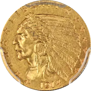 1914-D Indian Gold $2.50 PCGS MS61 Nice Eye Appeal Strong Strike - Picture 1 of 4