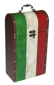 CASSETTA IN LEGNO BANDIERA ITALIA PORTA BOTTIGLIE - VINO NEGOZIO REGALO - Foto 1 di 1