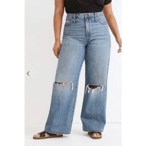 Madewell Super Wide Leg Jeans in Amcliffe Wash: Knee-Rip Edition Gr. 33 - Bild 1 von 13