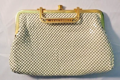 Purse Bag Cross Body Cream Mesh Vintage - Image 1 of 4