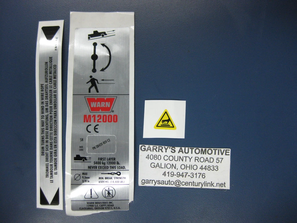 WARN 38424 Winch Replacement Decal Label Kit Set Sticker M12000 - image 1 of 1