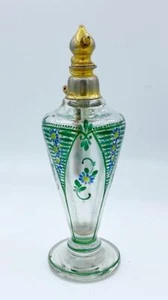 Large Antique Art Deco Czech Glass Hand Painted Perfume Atomizer - Picture 1 of 5