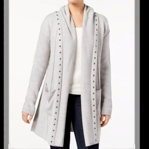 Style & Co Women Studded Cardigan Jacket Gray Size Medium - Picture 1 of 8