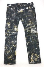 Robin's Jeans Motard Black Gray Gold Tie Die Distressed Jeans 40 40x34