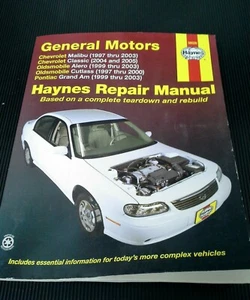 Haynes Manual.GM,Mailbu97-03,Classic04-05,Alero99-03,Cutlass97-00,GrandAm99-03 - Picture 1 of 2