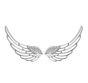 Angel Wings Climber Crawler Ear Sterling Silver Cubic Zirconia Hook Earrings