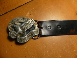 Vintage Harley Davidson Tooled Leather Belt w Vtg Buckle 30/38 Ride To Live - Picture 1 of 19