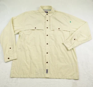 Patagonia Shirt Men Large Yellow Plaid Long Sleeve Outdoor Fishing Organic Blend - Picture 1 of 10