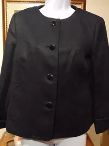 Talbot's Women's Collarless Black Linen Jacket lined size 4 - Picture 1 of 3
