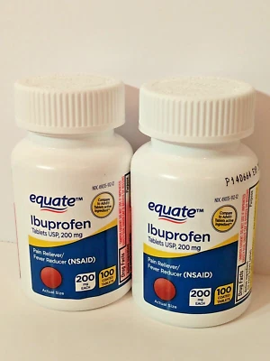 2 comprimidos PK Equate ibuprofeno alivio del dolor 200 mg 100 quilates cada uno CADUCIDAD 10/01/27+ nuevos Foto 1 de 2