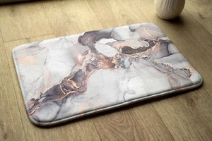 Non-Slip Bathroom Soft Rug Absorbent Bath Mat - 90x60 cm - Light marble - Picture 1 of 8