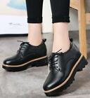 Womens Lace Up Hidden Heel Pumps Platform Round Toe Chunky Heels Casual Shoes 39