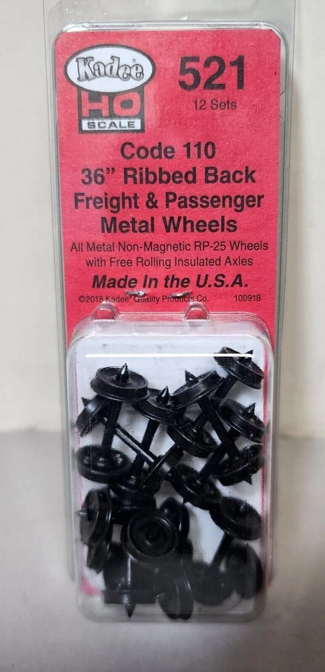 Kadee 521 Code 110 (.110") 36" Ribbed- Back RP-25 Wheel Sets pack of 12 Model RR - Image 1 of 1