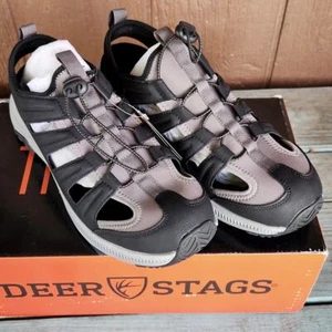 Ciervos Ciervos Cantimplora Tenis Zapatos Para Hombres 11 Negro Gris Sin Cordones Espuma con Memoria NUEVO - Imagen 1 de 8