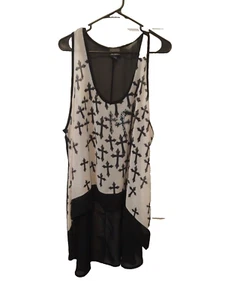 Dot's Women's Plus Size 3X Bling Crosses Sheer Hi Low Tank Top *FLAW* - Picture 1 of 7