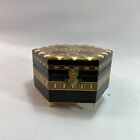Vintage Hexagon Marquetry Laquered Mosaic Wood Inlay Jewelry Music Box