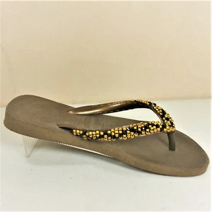 Havaianas Top Flip Flop Bronze With Gold And Black Beads Size 6 US (37 38) - Picture 1 of 10
