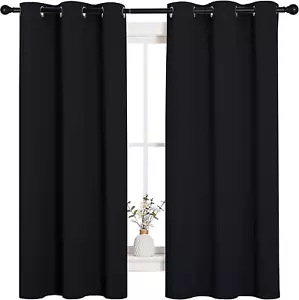 Halloween Pitch Black Solid Thermal Insulated Grommet Blackout Curtains/Drapes f - Picture 1 of 12
