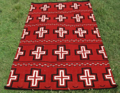 SOUTHWESTERN Wool Navajo Kilim Rug 3'x12'8"ft Handmade Red CAUCASIAN STYLE - Image 1 of 4