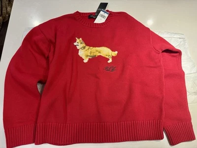 Ralph Lauren Red Corgi Sweater, Size Large, New w/Tags - Image 1 of 4