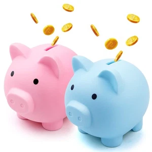 2 Pack Plastic Cute Pig Money Bank,Unbreakable Piggy Saving Money Box Coin Ba... - Picture 1 of 6