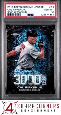 2016 TOPPS CHROME UPDATE 3000 HITS CLUB #C9 CAL RIPKEN JR. HOF POP 6 PSA 10 - Image 1 of 3