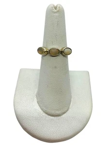 Anillo de plata de ley .925 con tres ópalos blancos | Talla 6 | 2,6 g - Imagen 1 de 7