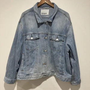 Commonry Light Blue Denim Jacket Silver Button Ladies Size 20 97% Cotton - Picture 1 of 13
