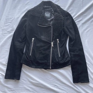 Diesel Men S Goat Leather Wool Fur Suede Double Riders Jacket Black Luxury Italy - Picture 1 of 14