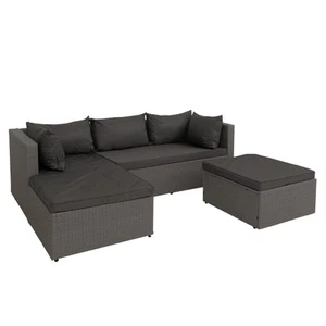 B-Ware Poly-Rattan Garnitur MCW-O46, Sitzgruppe, grau Polster dunkelgrau - Bild 1 von 13