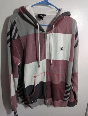 DC Shoes Y2K Skater Hoodie Red, White, Gray Patchwork Medium (Pre-Worn) - Image 1 of 4