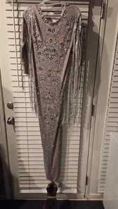 Maxi Vestido Pullover Sin Marca para Mujer con Flecos con Cuentas Malva Cremallera Talla Pequeña Elastizado  - Imagen 1 de 15