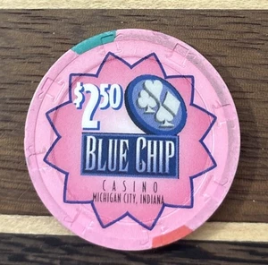 BLUE CHIP RIVERBOAT CASINO $2.50 Casino Gaming Poker Chip - Michigan City, IN - Bild 1 von 2