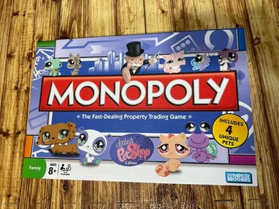 Monopoly Littlest Pet Shop 2008 Hasbro w/ All 4 Pets LPS Dachshund Complete Game - Image 1 of 4