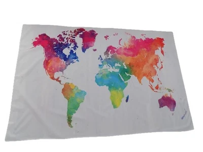 World Map Tapestry Watercolor Tapestry Map Wall Hanging NEW - Image 1 of 4