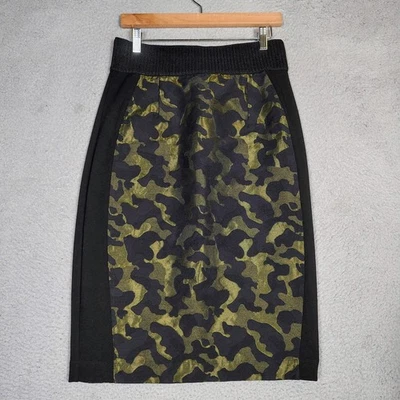 Falda Anthropologie Maeve para mujer 12 negra verde camuflaje forrada lápiz camuflaje Foto 1 de 4