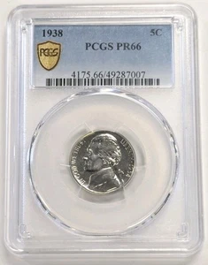 1938 5C PCGS PR66 - Jefferson Nickel-Gold Shield Label - Bild 1 von 4
