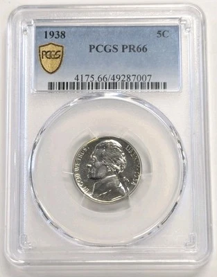 1938 5C PCGS PR66 - Jefferson Nickel-Gold Shield Label  - Image 1 of 4