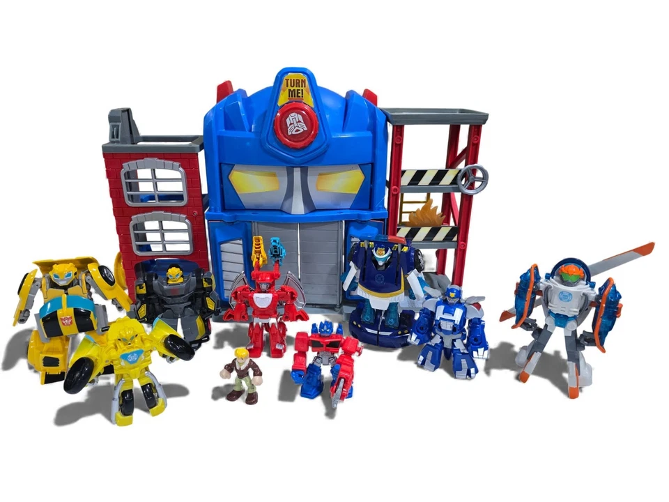 Transformers Rescue Bots Optimus Electronic Fire Station Prime Playset  9 Figs! - Image 1 of 4