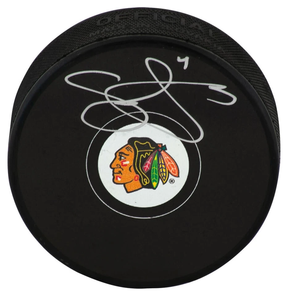 Seth Jones Signed Chicago Blackhawks Logo Hockey Puck - (FANATICS COA) - Image 1 of 1