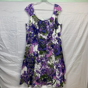 London Times Kleid Größe 16 W Abstrakt Gänseblümchenmuster Ärmellos Fit & Flare Sommerkleid - Bild 1 von 18