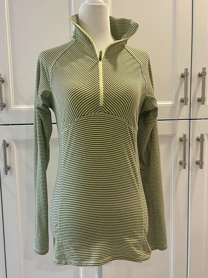 Pullover para mujer Columbia Active Omni Wick amarillo y gris a rayas talla S cremallera Foto 1 de 4