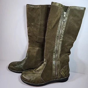 Clarks kniehohe Stiefel Nikki Park Damengröße 8,5 M grün Wildleder Leder seitlicher Reißverschluss - Bild 1 von 5